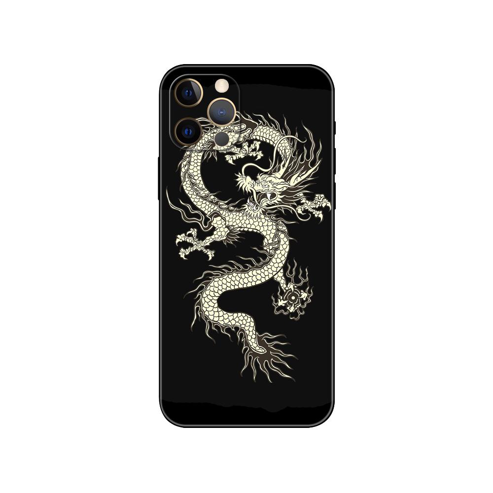 Дизайнерский чехол для телефона с китайским драконом для iphone 5 5s 2020se 6 6s 7 8 plus x 10 XR XS 11 12 13 mini pro MAX, черная задняя крышка из ТПУ