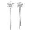 Elegant Tassel Long Dangle Earrings Silver Ear Threads Snowflake Earrings  Jewelry Accessories