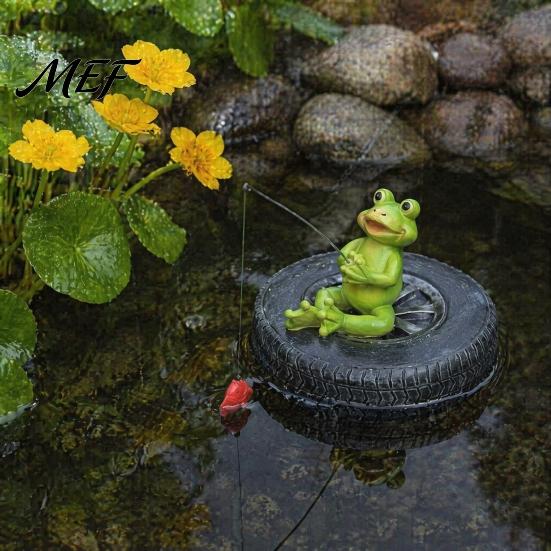 Resin Frog Statue for Backyard Accents Floating Pond Ornament, Realistic Animal Statue, Garden Ornaments Patio Decoration Weather Resistant Sculptures