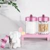 3/4/6 Pack Clear Storage Box Canister Qtip Holder Apothecary Jars with Pink Lids, Bathroom Organizers for Cotton Balls,Swabs