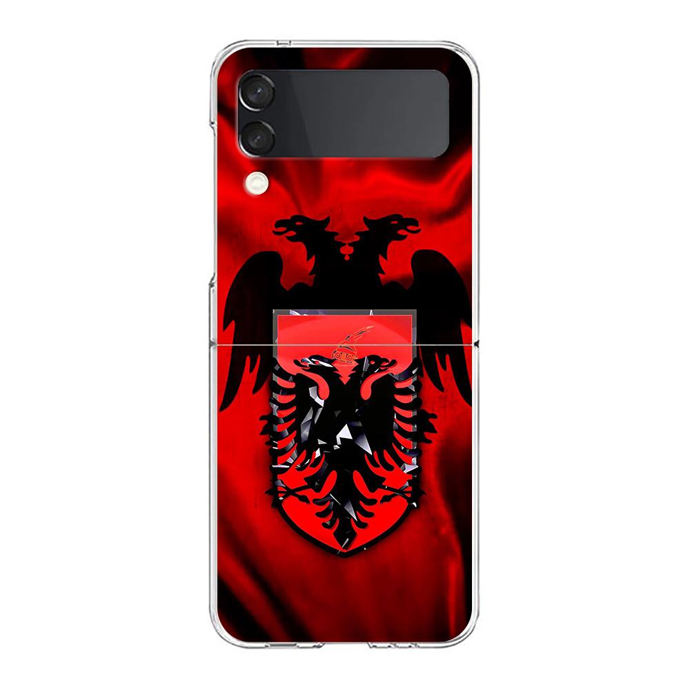 Phone Cover For Samsung Galaxy Z Flip 6 5 4 Case Transparent For Samsung Z Flip 3 Hard PC Foldable Shell Albania Passport Capas