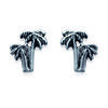 [J3864] - Silver 'Palm Trees' Earrings, Aged Silver - 6x6 Mm