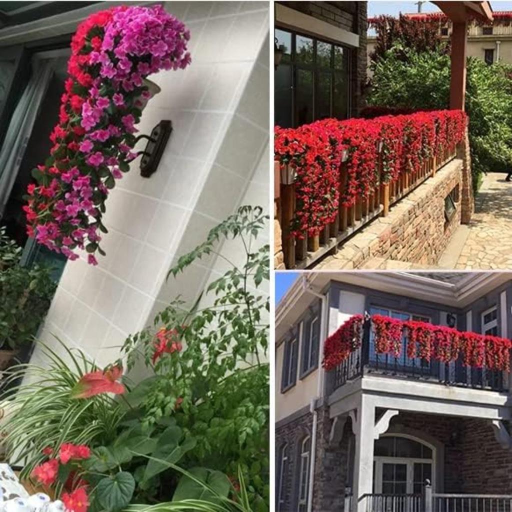 2 packs of bright artificial hanging orchid bouquets, 2023 fake wisteria vine hanging floral plants, long hanging bush flower garlands for walls