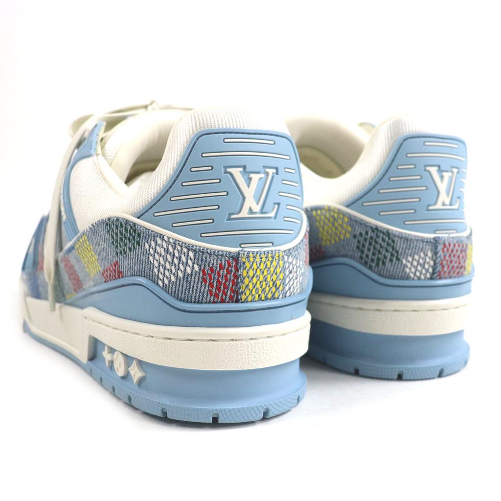 Excellent LOUIS VUITTON Low cut sneakers lv trainer Ice blue denim mens 6 Used