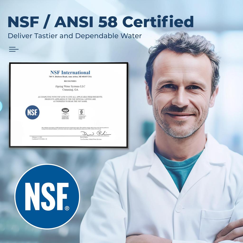 iSpring NSF Certified RO Tankless Series Reverse Osmosis Water Natural pH Alkaline Reduction 500 GPD Fast Flow Purifier, (Mineral, White)