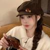 RICYGVM Ретро Вельветовая Восьмиугольная Кепка с Пуговицей для Женщин Шляпа Художника Японские Девушки Коричневые Кепки с Козырьком Осень Зима Береты