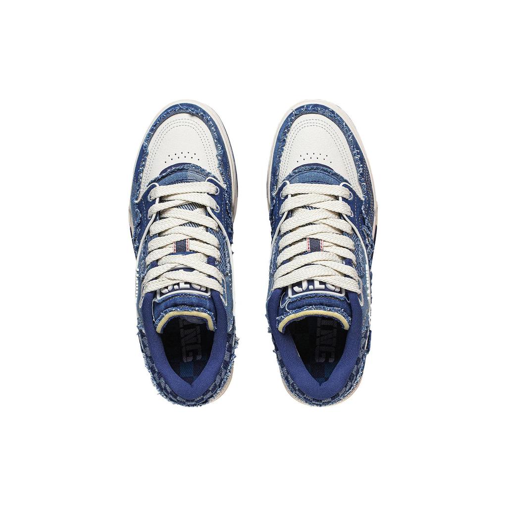 Li Ning 001 BTC PREMIUM Текстиль, Синтетическая кожа Удобные Нескользящие Низкие Скейтбордические кроссовки Мужские Темно-синие AGCT101-1