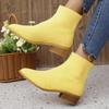 Горячий продавец женских трикотажных эластичных толстых каблуков 2024 года, осенние тканевые носки, ботильоны на низком каблуке, дышащие короткие ботинки для отдыха
