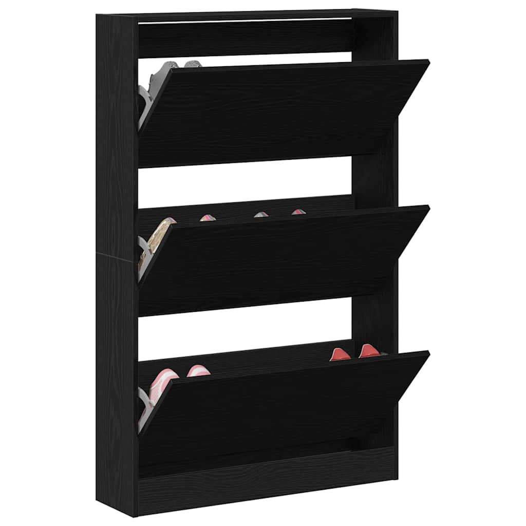 Shoe Cabinet with Shelf Black Oak Effect 80 x 21 x 125.5 cm