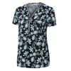 Women Ladies Plus Size Print Zipper Short Sleeve V-neck Pullover Tops Shirt