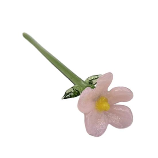 Стеклянное украшение в виде цветка ручной работы со стеблем, выдувная мини-фигурка цветочного растения, украшение для дома, гостиной, офисного стола, ваза для цветов