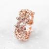 Huitan Rose Gold Color Flower Finger Rings for Women Romantic Wedding Party Finger Accessories Birthday Gift Statement Jewelry