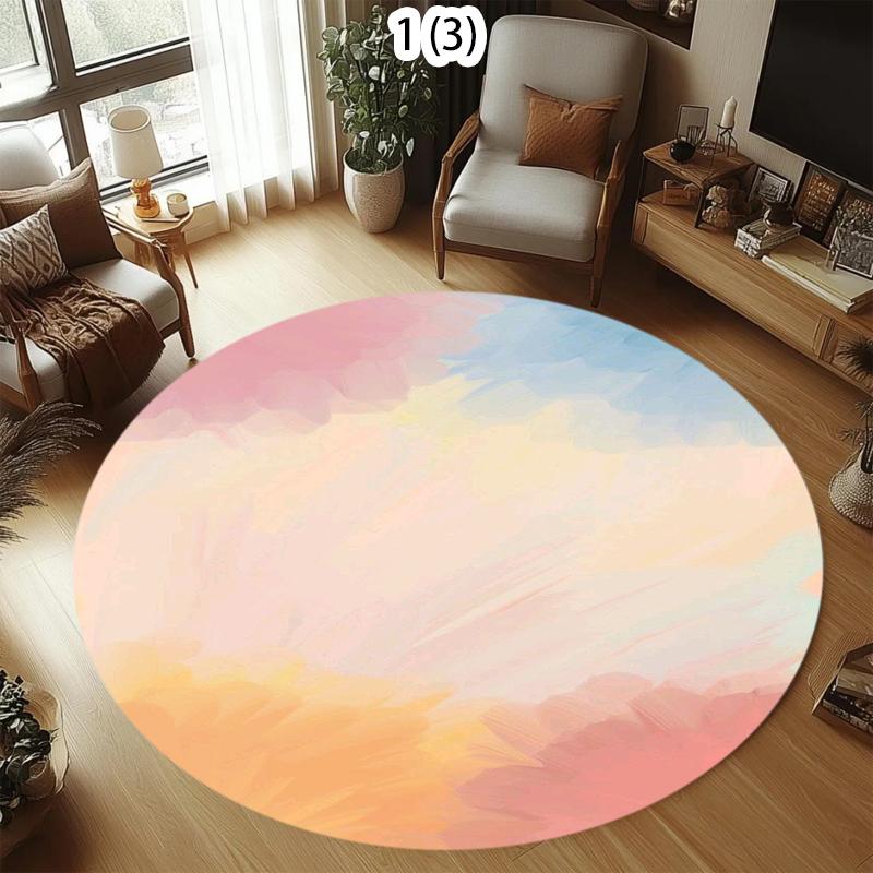 Oil Painting Style Living Room Rug Modern Home Decor Carpet Soft Non-Slip Floor Mat Fluid Brushstroke Pattern for Bedroom