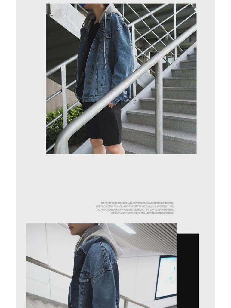 Мужская джинсовая куртка с капюшоном в ретро-гонконгском стиле, повседневный свободный крой на весну/осень, модная рабочая одежда.