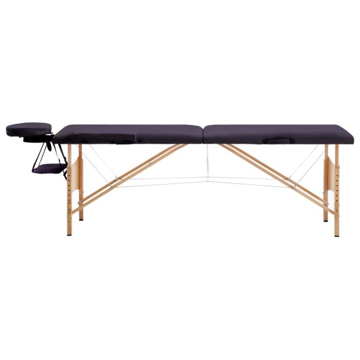 2-zone Foldable Massage Table Wood Purple