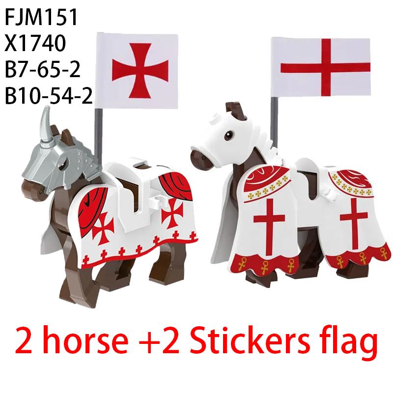 Средневековый Военный Замок Рыцарь Строительные Блоки Езда на Лошади Волк Медведь Слон Животное Жилет Оружие Флаг Седло Игрушка Кирпич Подарок A06