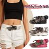 American Punk Skull Rivet Belt Jeans Decor PU Leather Waistbands Fashion Love Hand Palm Belt  Youth