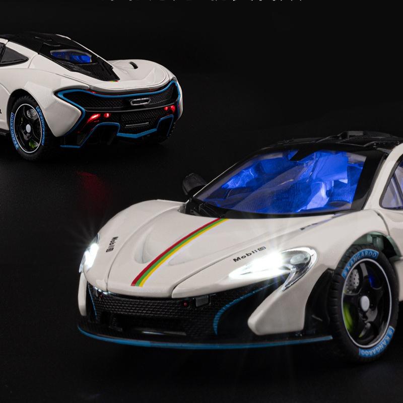 1:24 P1 GTR Суперкар Сплав Металл Литье под Давлением Модель Автомобиля Звук и Свет Высокая Симуляция Модель Транспортного Средства Подарки