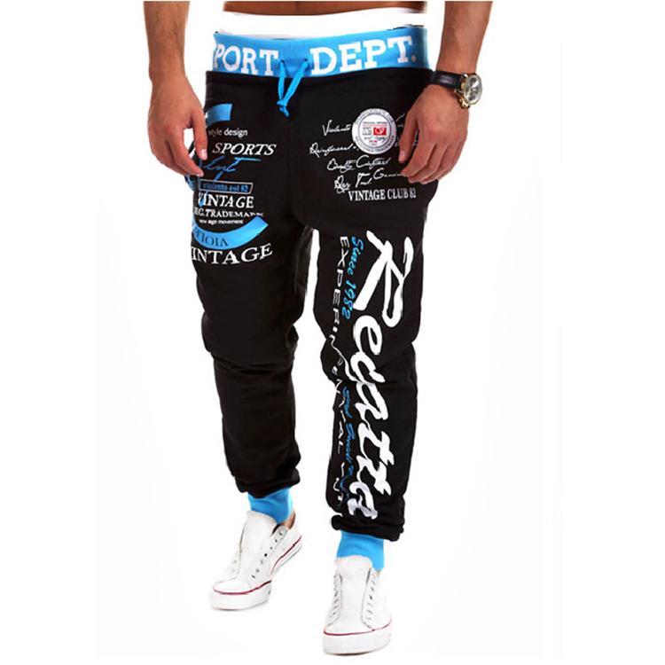 Мужские повседневные спортивные брюки с буквенным принтом, свободные брюки с эластичной резинкой на талии