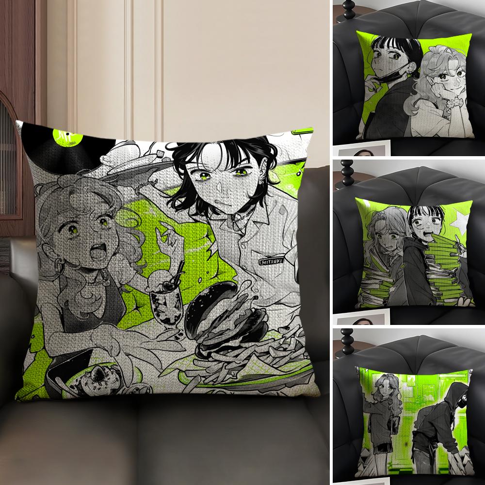 MMitsuAya Hot Cushion Cover Natural Linen Organic Fabric DoubleSided Printing Sofa Home Decor Gift Pillow Case