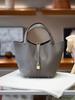 Picotin22 Half-Handmade Cowhide Strap Weave Top Handle Tote Bag For Women