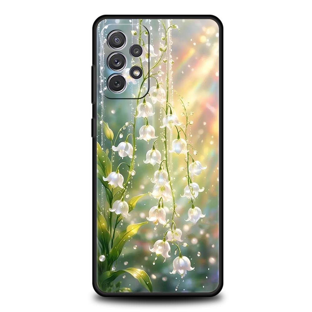Прозрачный цветочный чехол для телефона Ландыш для Samsung Galaxy A55 A35 A15 A14 A13 A25 A54 A51 A71 A72 A73 A32 A52 A41 Мягкий ТПУ