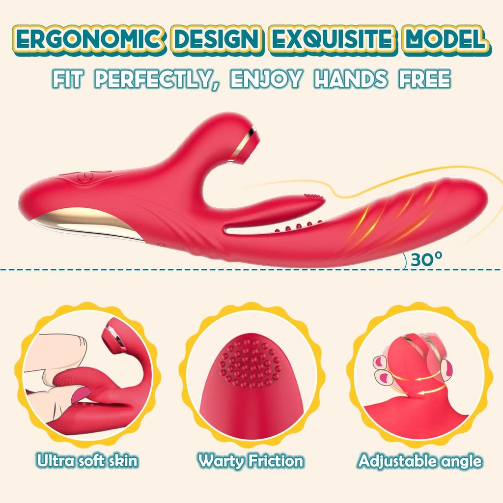 Вибратор 3 в 1 для женщин Дилдо Постукивание Нагрев Стимулятор клитора Присоска Мастурбаторы для вагины Массажер простаты Игрушки для секса для взрослых