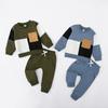 Baby Boys' Pullover and Pants Set Patchwork Color Top and Solid Color Trousers Two-piece Kids Clothing Set