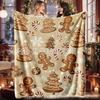 Christmas Cane Candy Bow Flannel Blanket, Digital Printed Sofa Blanket Holiday Gifts