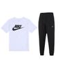 Nike Принт логотипа, стандартный рукав, круглый вырез, короткий рукав, однотонные свободные брюки с эластичными манжетами, повседневный спортивный комплект для мужчин AR5005-101+FB7498-010