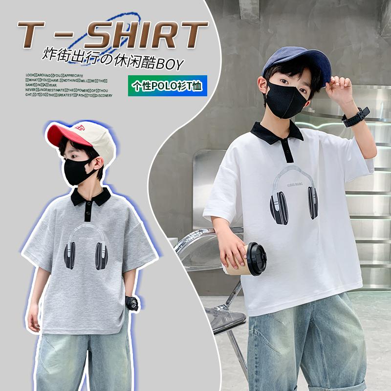 Boys' short sleeved summer clothes 2026 new item, CUHK boys' summer letter printed T-shirt, thin base shirt