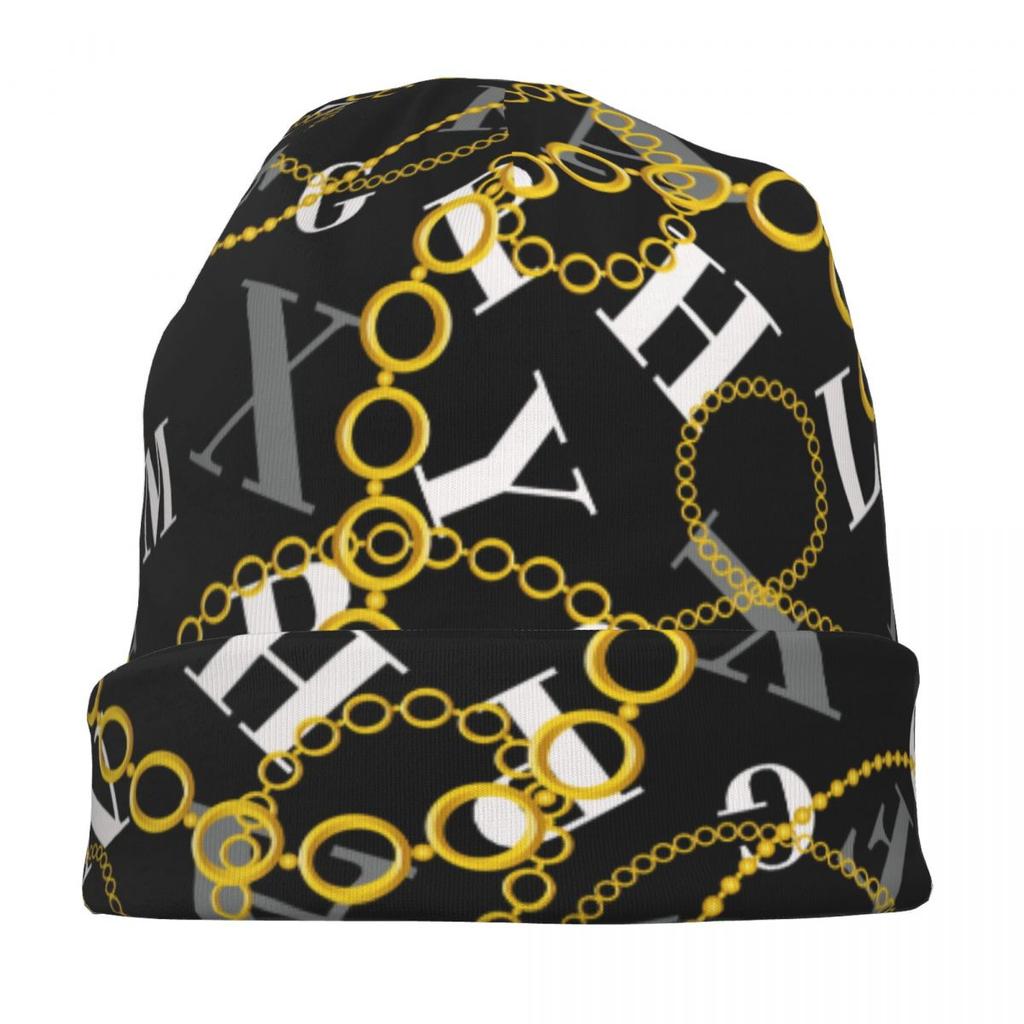 Роскошные современные барочные всесезонные шапочки с золотыми цепочками и буквами, шляпа-капот, женские модные шапки унисекс, шляпа