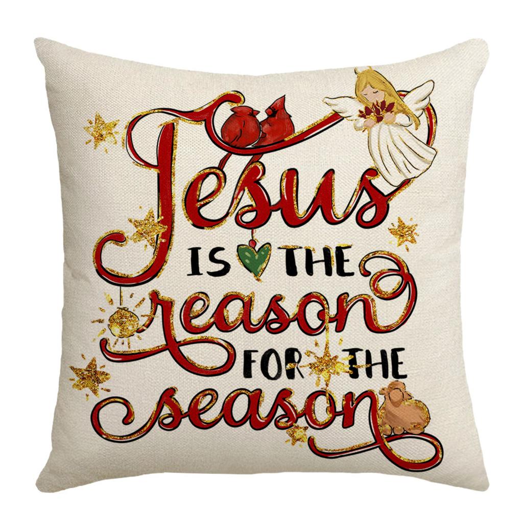 Christmas Series Pillowcase Christmas Holiday Atmosphere Decoration Living Room Sofa Cushion Printed Pillowcase Atmospheric Decorative Linen Pillow