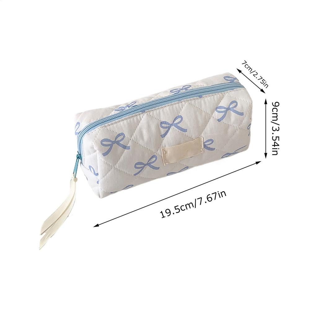 Small Fresh Bow Pencil Bag Pen Case Organizer Aesthetic Cosmetics Holder Organizer Multifunctional Stationery Storage Bag