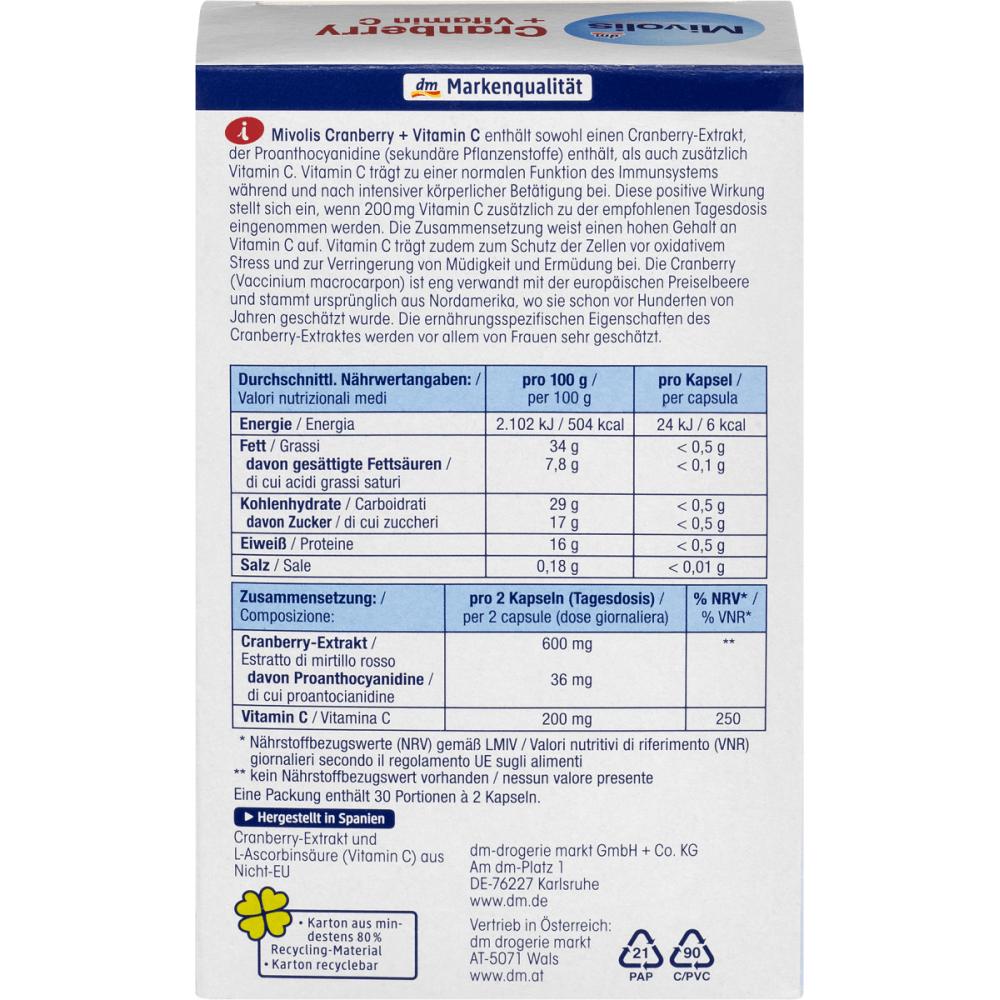 DM Mivolis Cranberry + Vitamin C Capsule 60st