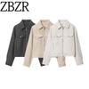 ZA Fall and Winter New Women's Clothing ZR Fashion Style Fashion Soft Zipper Pocket Decoration Jacket Outwear 3046265
