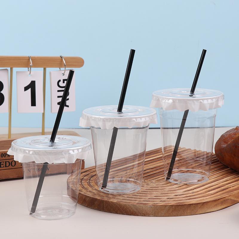 10 шт. 360/420/520 мл пластиковые стаканы с соломинками и крышками, стакан для закусок и напитков, стакан для холодных напитков, прозрачный одноразовый пластиковый стакан ПЭТ, стакан для боба-молочного чая