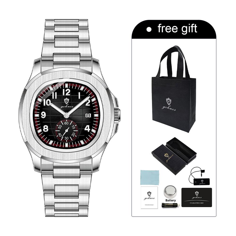 Gohuos 8826 Hot Sale Men's Quartz Watch Auto Date Water Resistant Stainless Steel Band Male's Watch Premium Watch for Business
