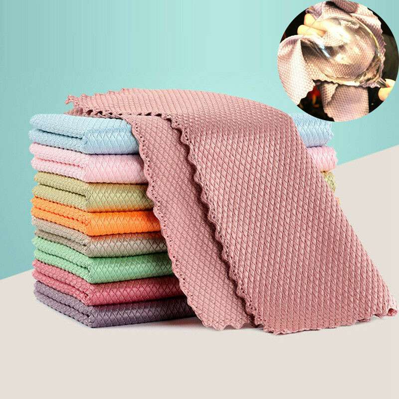 5pcs Fish Scales Design Rags Wiping Cleaning Cleaning Cloth Dust Towel Water Absorption Cloth 5pcs AVE