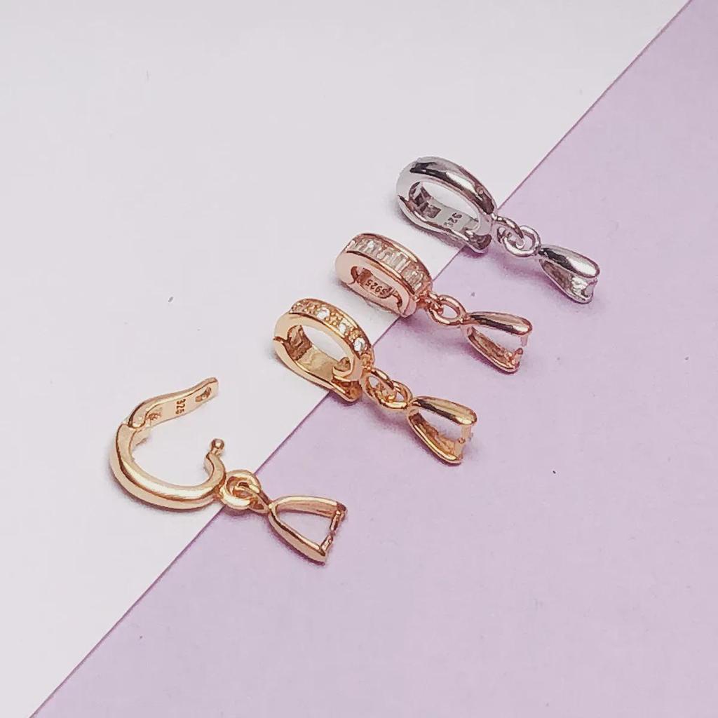 Серебряная застежка-клипса двойная из стерлингового серебра 925 пробы для подвески и нефритовых аксессуаров