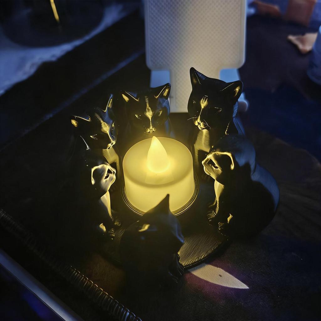 Подсвечник Черный Кот 3D Печать Настольное Украшение Животное Подсвечник Орнамент для Дома Офиса Квартиры Гостиной