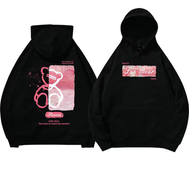 Свитшот для пары с принтом медведя — модная куртка осень/зима 2021 с бархатной подкладкой