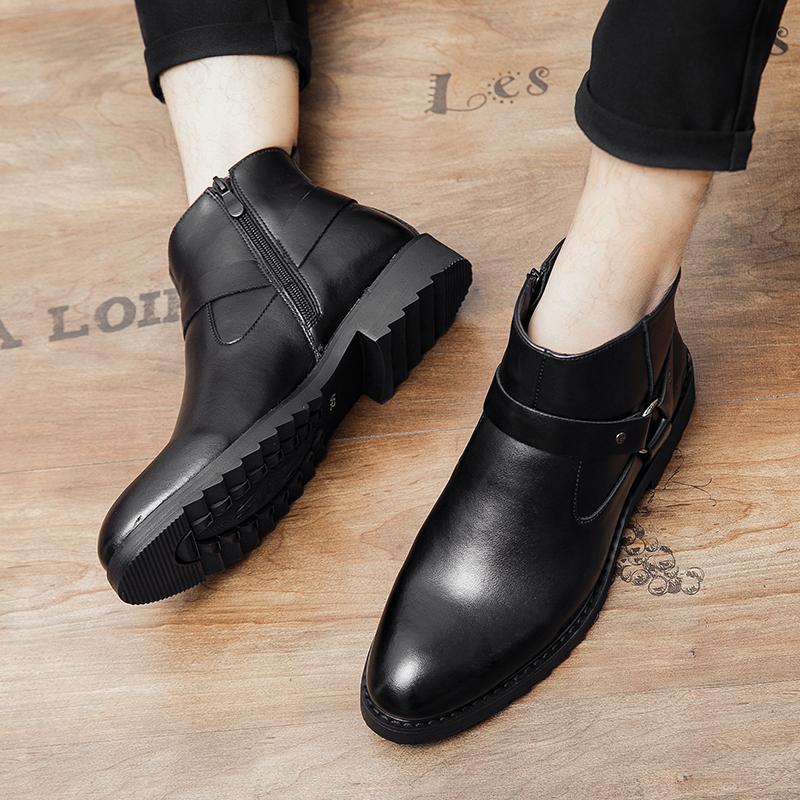 Fashion High Quality Fashion Men Casual Leather Ankle Boots British Style Casual Oxfords Non Slip Office Working Designer Shoes