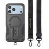 Прочный механический чехол-подставка с магнитом из PC+TPU для iPhone 17 Pro Max Air 16 15 14 13 12 Plus с ремешком через плечо, противоударный чехол
