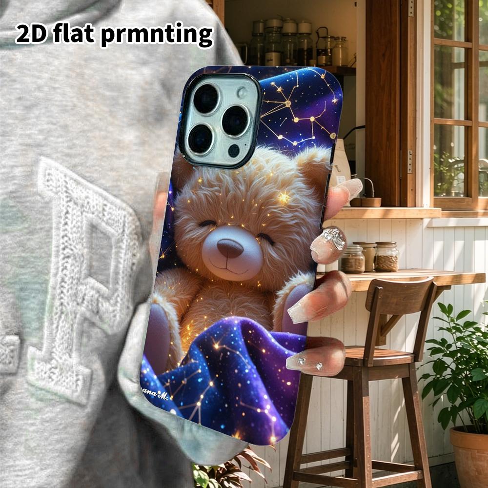 Phone Case: 2D flat design suitable for iPhone 18 17 16 15 14 13 Pro film protective case, couple style, sleepy little bear, Christmas and Halloween g