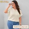 Женские модные повседневные однотонные блузки и рубашки с короткими рукавами и круглым вырезом с принтом