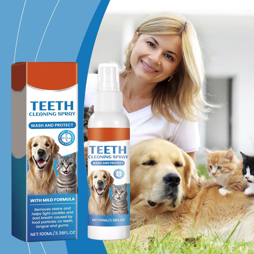 Pet Breath Freshener Spray 100ml Cleans Teeth, Tartar And Odor, Protects Against Long-lasting Freshness