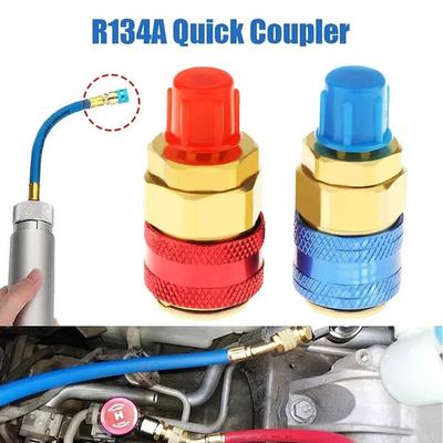 R134A Low High Auto Car Quick Coupler Connector Латунные адаптеры Автомобильный кондиционер Хладагент Регулируемый манометр коллектора переменного тока