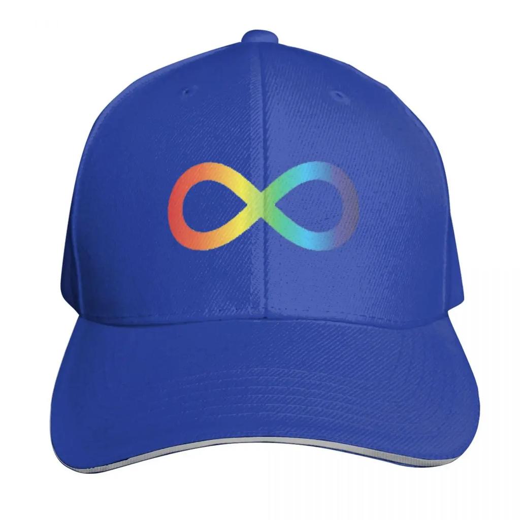 Rainbow Infinity Symbol Awareness Cap Fashion Casual Baseball Caps Adjustable Hat Summer Unisex Baseball Hats Polychromatic