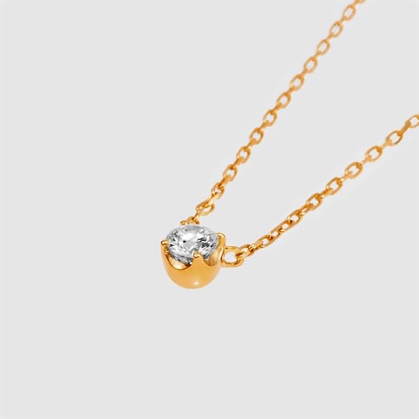 K10 Yellow Gold Necklace Single Diamond Motif 111736123011 [Official] 4℃ (Yondo Sea) Approx. 0.05ct